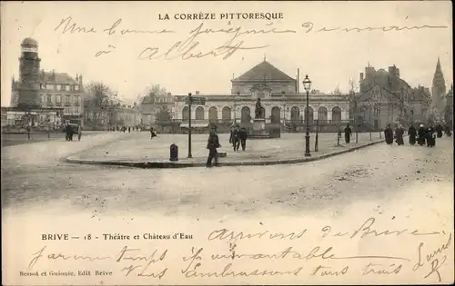 Ak Brive Correze, Theatre et Chateau d'Eau