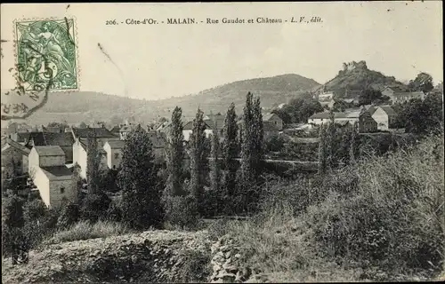 Ak Malain Cote d'Or, Rue Gaudot et Chateau