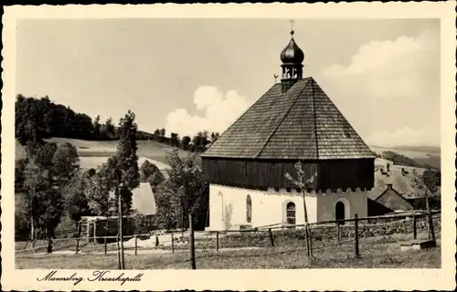 Ak Mauersberg Großrückerswalde, Partie an der Kreuzkapelle