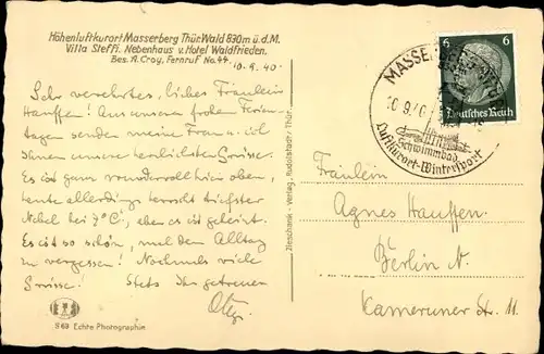 Ak Masserberg in Thüringen, Villa Steffi