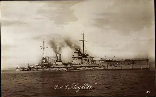 Ak Deutsches Kriegsschiff, SMS Seydlitz, Schlachtkreuzer, Kaiserliche Marine