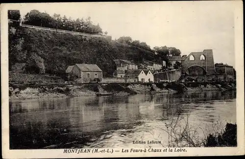 Ak Montjean Maine et Loire, Les Fours à Chaux et la Loire