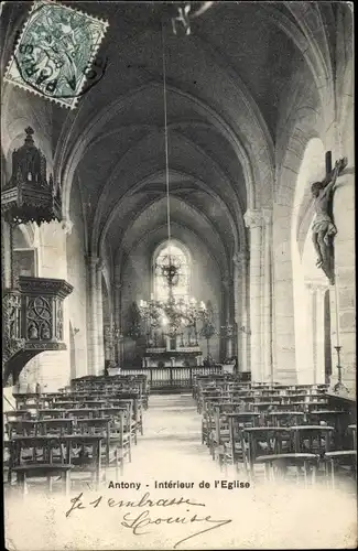 Ak Antony Hauts-de-Seine, Interieur de l'Eglise