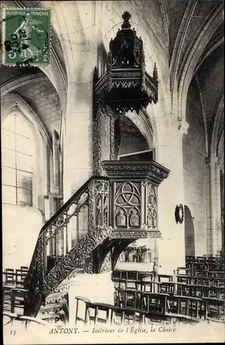 Ak Antony Hauts-de-Seine, Interieur de l'Eglise, la Chaire