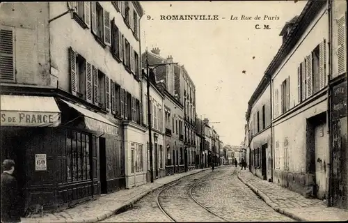 Ak Romainville Seine Saint Denis, Rue de Paris