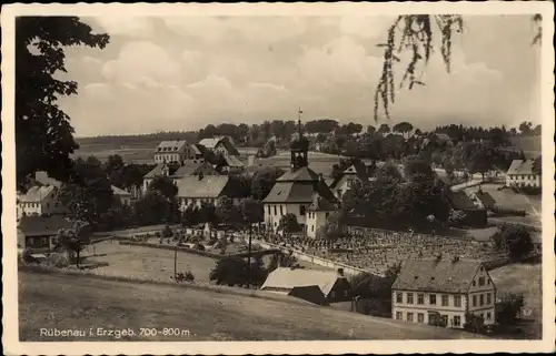 Ak Rübenau Marienberg im Erzgebirge Sachsen, Teilansicht mit Kirche