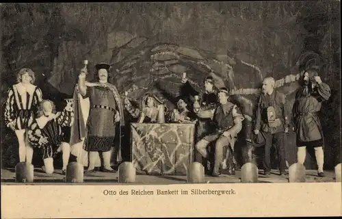 Ak Freiberg im Kreis Mittelsachsen, Otto des Reichen Bankett im Silberbergwerk, Theaterszene