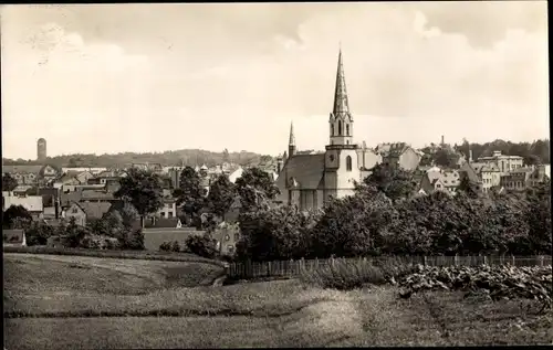 Ak Burgstädt in Sachsen, Teilansicht mit Kirche