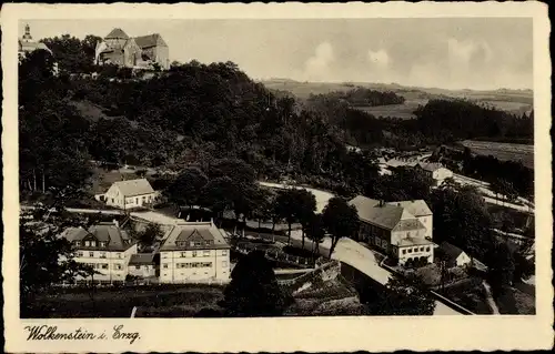 Ak Wolkenstein im Erzgebirge, Teilansicht, Schloss mit Kirche