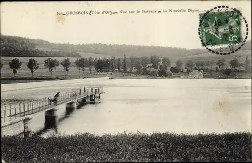 Ak Grosbois Val-de-Marne, Vue sur le Barrage, La Nouvelle Digue