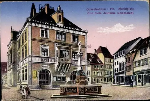 Ak Obernai Oberehnheim Elsass Bas Rhin, Marktplatz, Brunnen