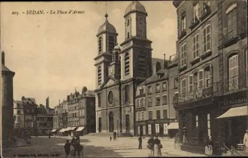 Ak Sedan Ardennes, La Place d'Armes, eglise