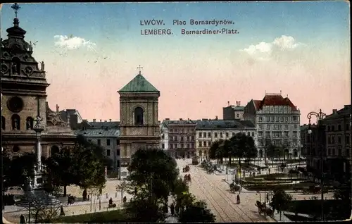 Ak Lwów Lemberg Ukraine, Bernardiner Platz