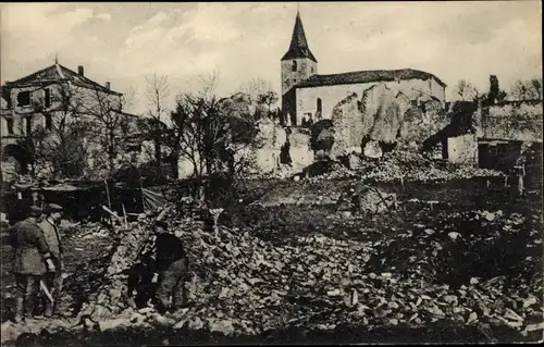 Ak Moirey Flabas Crépion Meuse, Zerstörte Gebäude, Kirche