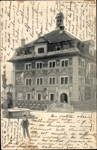 Ak Schwyz Stadt Schweiz, Rathaus