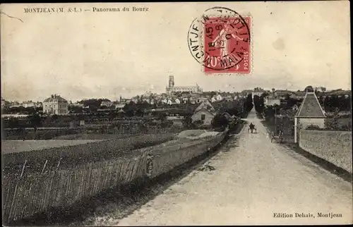 Ak Montjean Maine et Loire, Panorama du Bourg