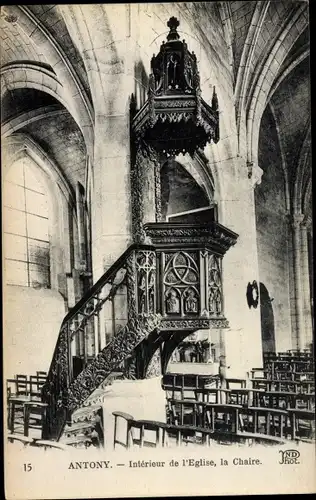 Ak Antony Hauts-de-Seine, Interieur de l'Eglise, la Chaire