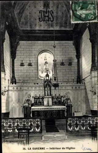 Ak La Garenne Colombes Hauts de Seine, Interieur de l'Eglise