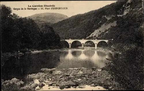 Ak Espontour Corrèze, , Georges de la Dordogne, Pont