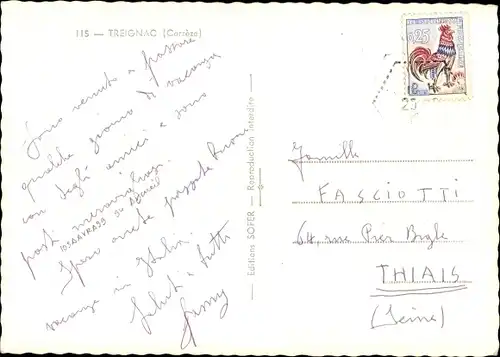 Ak Treignac Correze, Panorama vom Ort