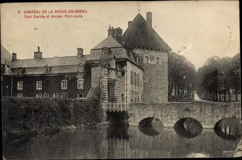Ak La Roche en Brenil Côte d'Or, Tour Carree et ancien Pont Levis