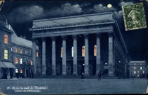 Mondschein Ak Dijon Côte d'Or, Le Theatre