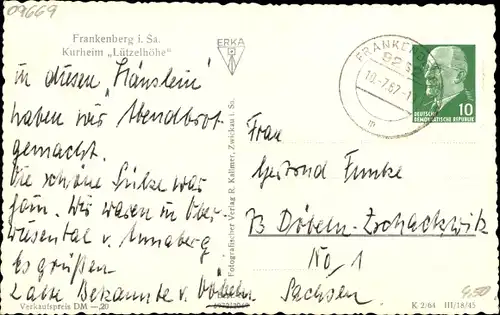 Ak Frankenberg an der Zschopau Sachsen, Kurheim Lützelhöhe