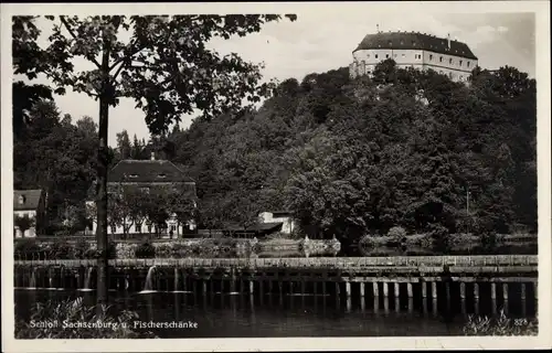 Ak Frankenberg an der Zschopau, Schloss Sachsenburg und Fischerschänke