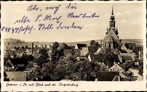 Ak Oederan Sachsen, Stadtbild mit Blick nach der Augustusburg