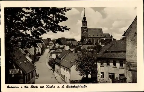 Ak Oederan Sachsen, Kirche von der Bahnhofstraße gesehen