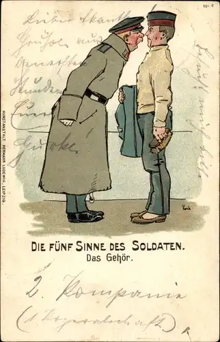Litho Die fünf Sinne des Soldaten, das Gehör