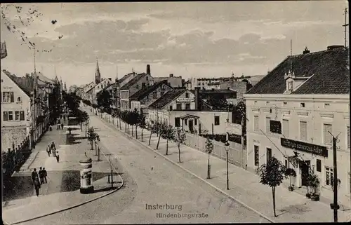 Ak Tschernjachowsk Insterburg Ostpreußen, Hindenburgstraße, Hotel zum schwarzen Adler