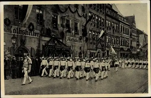 Ak Freiberg in Sachsen, Aufzug der Hüttenleute, Letzte Bergparade 1905, Ratskeller