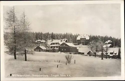 Ak Oberbärenburg Altenberg im Erzgebirge, Teilansicht, Winteridyll