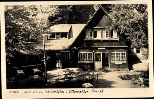 Ak Wehlen an der Elbe Sachsen, Waldidylle im Uttewalder Grund, Gasthaus