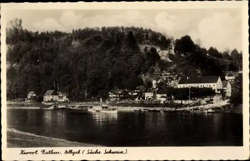 Ak Rathen an der Elbe Sächsische Schweiz, Salondampfer, Teilansicht