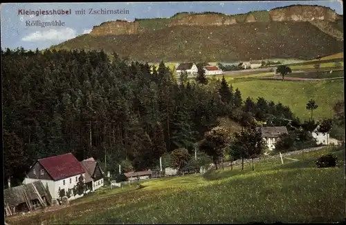 Ak Kleingießhübel Reinhardtsdorf Schöna in Sachsen, Rölligmühle, Zirnstein