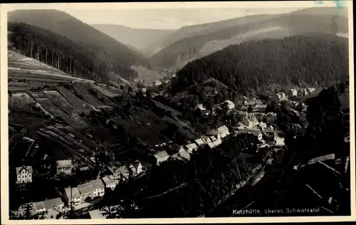 Ak Katzhütte im Schwarzatal, Fernsicht, Ort, Wald