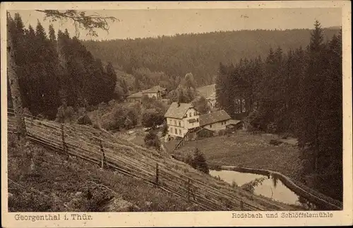 Ak Georgenthal im Tal der Apfelstädt, Rodebach und Schlöffelsmühle