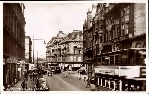 Ak Glasgow Schottland, Charing Cross, Straßenbahn