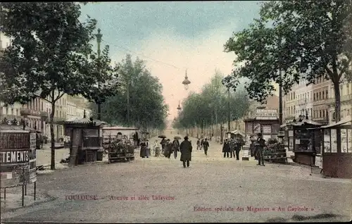 Ak Toulouse Haute Garonne, Avenue et allée Lafayette