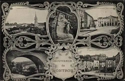 Ak Nontron Dordogne, Teilansicht, Platz