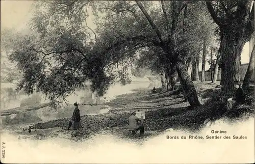 Ak Genève Genf Stadt, Bords du Rhône, Sentier des Saules