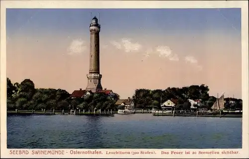 Ak Warszów Osternothafen Świnoujście Swinemünde Pommern, Leuchtturm