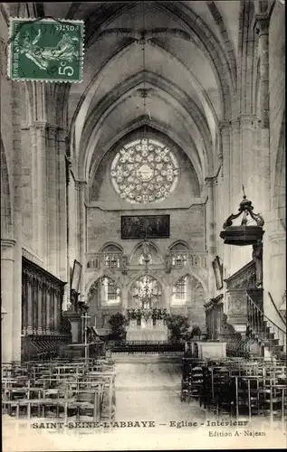 Ak Saint-Seine-l'Abbaye Cote d'Or, Eglise, Interieur