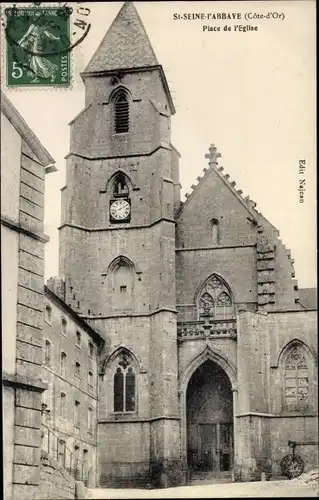 Ak Saint-Seine-l'Abbaye Cote d'Or, Place de l'Eglise