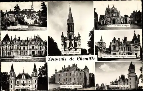 Ak Chemillé Maine et Loire, Chateau de Polignac, Salboeuf, de la Frappiniere, Eglise Notre Dame