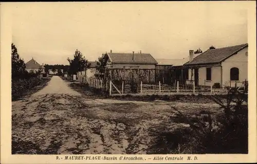 Ak Arcachon Gironde, Mauret Plage, Allee Centrale