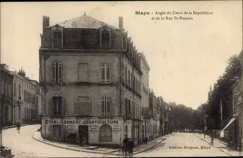 Ak Blaye Gironde, Angle du Cours de la Republique et de la Rue St Romain