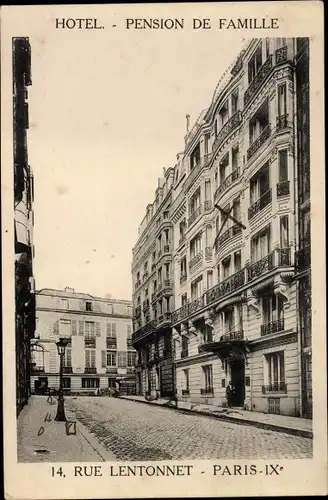 Ak Paris IX., Hotel, Pension de Famille, 14, Rue Lentonnet